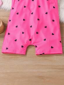 SHEIN Jumpsuit bé gái Tim Giải trí - Màu Hồng Tươi - Xem 5