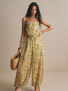 Poéselle Bộ jumpsuit xếp ly in hoa dành cho nữ, thích hợp mặc hàng ngày. - Nhiều màu - Xem 2