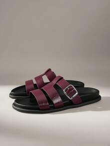 Solecia Dép xăng đan đế bằng màu nâu thoải mái dành cho nữ, thích hợp đi biển. - Màu Đỏ Sâu - Xem 2