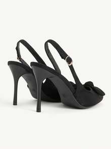CUCCOO CHICEST Zapatos de mujer para primavera y verano, nuevos zapatos de tacón alto para mujer con decoración de lazo, tacón fino y puntiagudo, correa con hebilla de 9 cm, elegante y de temperamento, color negro ante, unicolor, versátil para citas, fiestas y uso diario - Negro - Ver 5