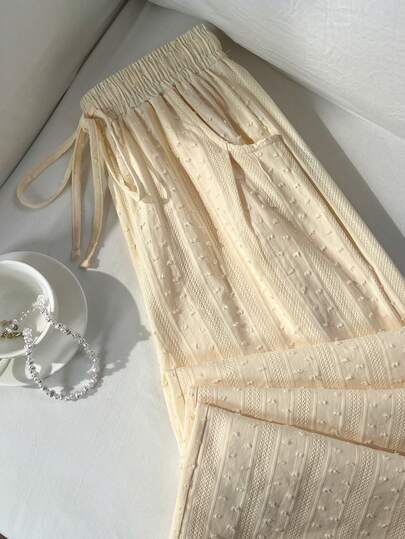 Elamini 夏季休闲宽松棉质弹力腰飘逸轻盈阔腿裤