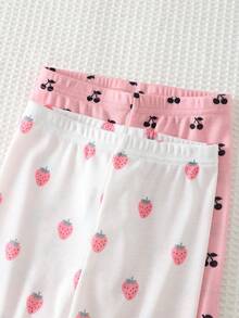 Cozy Pixies Bộ đồ ngủ dài tay cổ tròn viền bèo nhún dễ thương cho bé gái gồm 4 món, họa tiết dâu tây và anh đào, mềm mại và thoải mái. - Nhiều màu - Xem 4