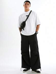 EASEVO Plus Size Men's Casual Minimalist Graphic Round Neck Short Sleeve T-Shirt - White - View 5