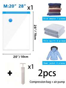 2/5/8/11/20个装透明真空收纳袋带泵，旅行压缩袋，防水真空袋，夏季真空压缩袋，家用收纳压缩袋，大容量真空收纳袋，透明压缩袋，PVC防水收纳袋，便携式旅行真空袋，防虫防霉收纳袋，适用于收纳被褥和衣物 - 彩色 - 查看 10
