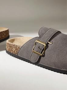 Solecia Women's Fashion Platform Slippers, Round Toe Square Buckle Decorative Spring Shoes, Suitable For Spring, Easter, Christmas - Dark Grey - View 5