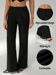 SHEIN Tall Quần ống loe nữ mùa Xuân & Hè: Lãng mạn/Dự tiệc/Trang trọng/Sinh nhật/Phong cách thập niên 90/Công sở thường ngày/Thanh lịch/Trang phục miền Tây/Đi chơi/Thời trang/Thường ngày/Phong cách Y2K/Câu lạc bộ/Văn phòng/Tiệc cocktail/Cổ điển/Tiệc tưng bừng/Vui nhộn/Sang trọng/Phong cách quý tộc/Thời trang đường phố/Kỳ nghỉ/Buổi hòa nhạc đồng quê/Công sở/Kín đáo/Kỳ nghỉ xuân/Tiệc độc thân/Buổi hòa nhạc/Phong cách cá tính/Cơ bản/Lễ tốt nghiệp/Quần ống loe, Thu - màu đen - Xem 11