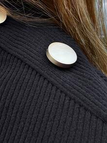SILVIA DI SANTO Basic Round Neck Casual Versatile Long-Sleeved Knit Base Layer For Winter, Elegant Dark Blue, Perfect For Holiday Commuting And Vacation. - Royal Blue - View 6