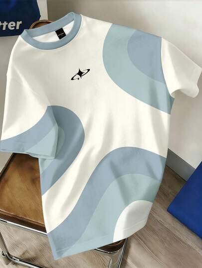 Manfinity Joysei Men's Casual Geometric Print T-Shirt, Suitable For Summer Outings