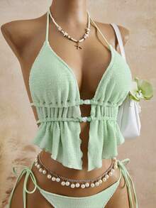 Bellisia Áo bikini hai dây đính đá dệt kim họa tiết 2026SS dành cho nữ, hàng mới về cho kỳ nghỉ, hẹn hò, phong cách miền Tây, du thuyền, bãi biển, đảo, du lịch đường bộ, mọi mùa, lễ hội âm nhạc, kỳ nghỉ Boho, kỳ nghỉ Bohemian, mùa thu thư giãn, quần short xếp ly Boho Y2K, bộ bikini cổ điển thanh lịch, bộ bikini cho nữ, đồ bơi nâng ngực cho nữ, trang phục đi biển cho nữ, trang phục một giá, đồ bơi cho nữ Zestiva, đồ bơi Yummy Control, trang phục nghỉ lễ Zante, trang phục sở thú, bộ đồ bơi cho nữ, trang phục đi nghỉ mát, bộ bikini cho nữ. - Màu xanh Bạc hà - Xem 6