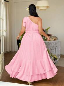 Celure 大码女士优雅A字连衣裙，系带腰身，荷叶边下摆装饰，黄色连衣裙，适合派对、约会、通勤、春夏穿着，A字廓形显瘦，优雅女士上衣，新年连衣裙，中东长裙，毕业典礼、节日、情人节、音乐节、母亲节、万圣节、感恩节、复活节、国庆节、舞会、约会派对、婚礼季、户外活动等场合。 - 淺粉色 - 查看 2