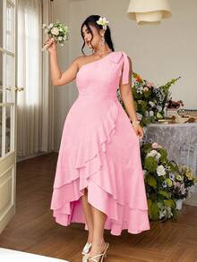 Celure 大码女士优雅A字连衣裙，系带腰身，荷叶边下摆装饰，黄色连衣裙，适合派对、约会、通勤、春夏穿着，A字廓形显瘦，优雅女士上衣，新年连衣裙，中东长裙，毕业典礼、节日、情人节、音乐节、母亲节、万圣节、感恩节、复活节、国庆节、舞会、约会派对、婚礼季、户外活动等场合。 - 淺粉色 - 查看 3