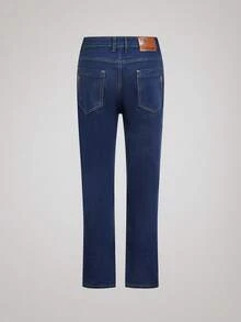 Officeau 男士弹力修身直筒商务休闲牛仔裤，斜插口袋设计，适合日常穿着 - 藍色 - 查看 2