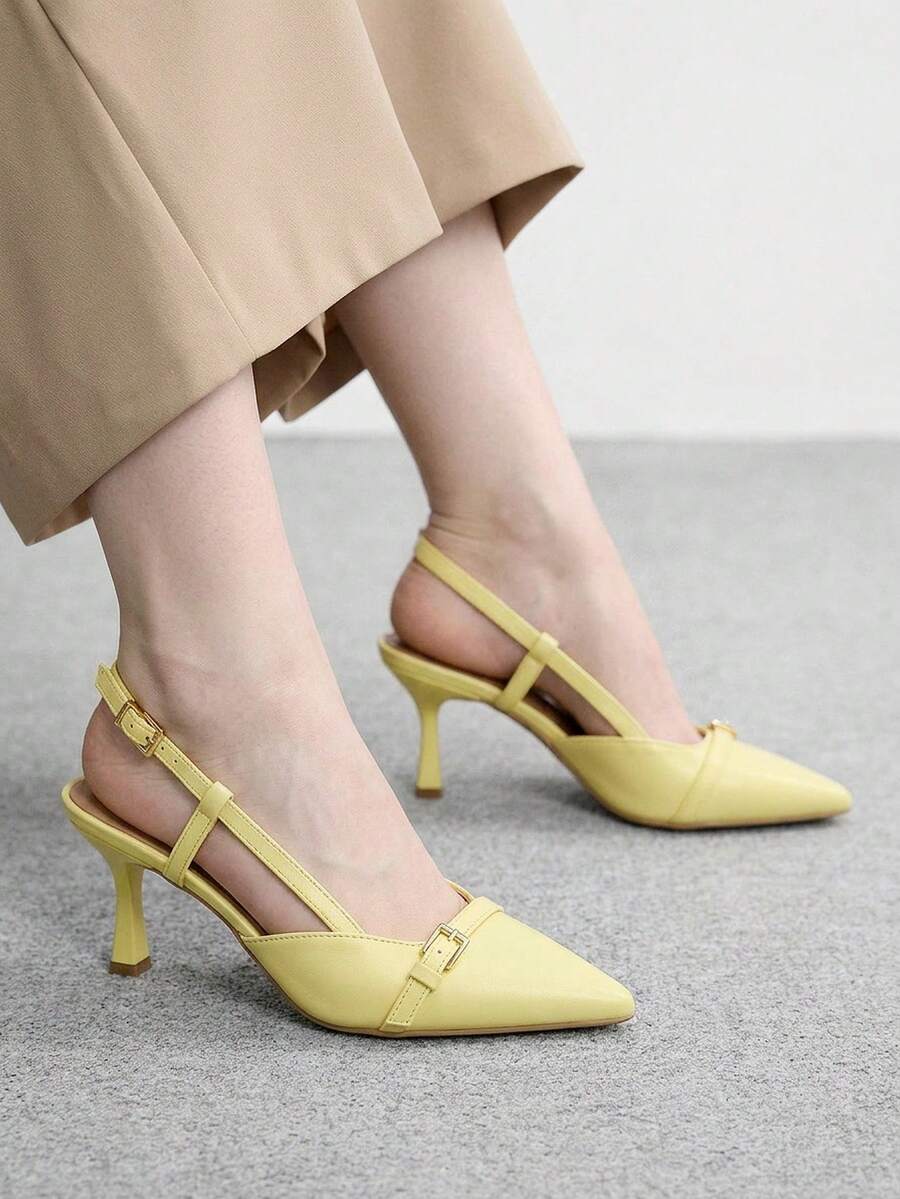 CUCCOO BIZCHIC 女士性感尖头高跟鞋,红色派对/婚礼礼服鞋,春季鞋,春假、复活节、圣诞节、情人节 - 黃色 - 查看 1