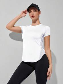 Powerista Solid Color Hollow Breathable Short Sleeve Sports T-Shirt - Multicolor - View 4