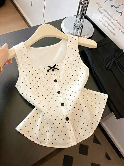 GlowEve CURVE 大码女式波点蝴蝶结装饰休闲百搭日常衬衫