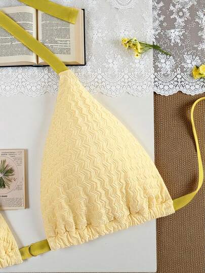 Swim Mod Bikini vải họa tiết mùa hè cỡ lớn cho nữ có nơ và trang trí ngọc trai