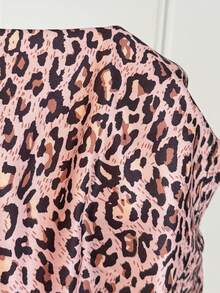 ZzzCrew Plus Size Women Leopard Print Knit Casual Pajama Set - Multicolor - View 7
