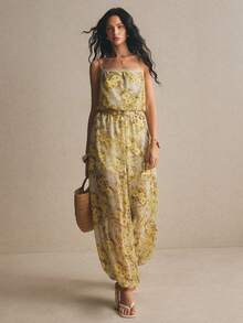 Poéselle Bộ jumpsuit xếp ly in hoa dành cho nữ, thích hợp mặc hàng ngày. - Nhiều màu - Xem 6
