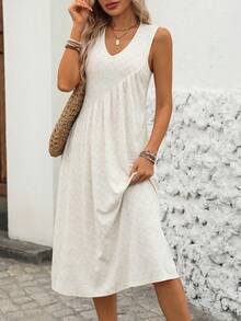 EMERY ROSE Women's Casual Versatile Fashion Vacation Wave Texture Dress - Apricot - View 5