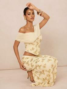 Lumalex Chân váy maxi đính sequin màu trơn, thanh lịch, đơn giản, lãng mạn, đa năng, màu be, cạp thấp, thích hợp cho mùa thu/đông, lễ tốt nghiệp, trang phục giáo viên dành cho nữ, tựu trường. - Màu be - Xem 7