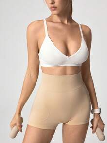 Loungeista 白色女用壓力式Bralette，露背休閒設計，V領Bralette，T恤式Bralette，加墊Bralette，女用Bralettes，白色V領內衣，適合夏季 - 白色 - 查看 9