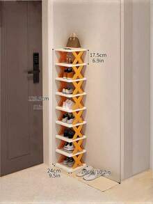 1PC 9 Tier Space Saving Vertical Shoe Rack Narrow Plastic Shoe Storage Organizer Holds 9 Pairs Of Shoes Easy Assembly Stackable Sturdy Freestanding For Entryway Closet Hallway Bathroom Dorm Home Organization Shoe Shelf - Multicolor - View 10