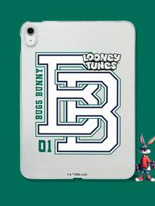 LOONEY TUNES X SHEIN 1个兔八哥卡通形象iPad保护套，透明软TPU材质，防震设计，复古学院风运动款，可爱字母B图案，生日毕业礼物，学生动漫迷日常学习使用的理想之选，兼容iPad保护套和手机配件 - 無色 - 查看 1