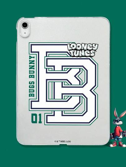 LOONEY TUNES X SHEIN 1个兔八哥卡通形象iPad保护套，透明软TPU材质，防震设计，复古学院风运动款，可爱字母B图案，生日毕业礼物，学生动漫迷日常学习使用的理想之选，兼容iPad保护套和手机配件