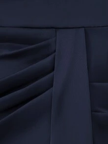 Franclia Elegant French Style Sleeveless Dress,Navy Blue Summer Women's Smooth Woven Fabric Round Neck Solid Color Flattering For Work,Office,Dining,Formal - Navy Blue - View 5