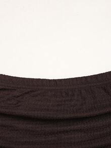 SHEIN 少女棕色提花露肩T恤和长裙休闲套装 - 棕色 - 查看 6