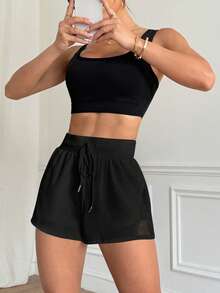 Velisys Bộ 2 quần short thể thao nữ dáng rộng, chất liệu lưới, có dây rút ở eo. - Nhiều màu - Xem 5
