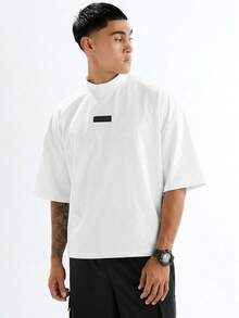 EASEVO Plus Size Men's Casual Minimalist Graphic Round Neck Short Sleeve T-Shirt - White - View 2