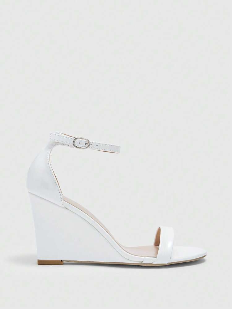 CUCCOO BIZCHIC Women Shoes Round Toe Wedge Heel Beige With Ankle Strap Women's Fashion Wedge Heel Sandals Stylish Simple Daily Comfort Commuter Women's Sandals Women's Shoes