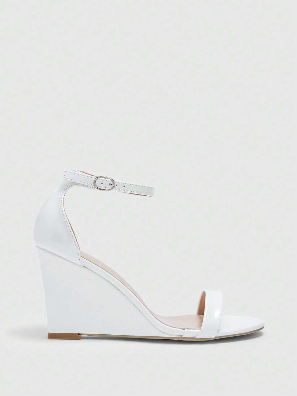 CUCCOO BIZCHIC Women Shoes Round Toe Wedge Heel Beige With Ankle Strap Women's Fashion Wedge Heel Sandals Stylish Simple Daily Comfort Commuter Women's Sandals Women's Shoes Summer Shoes