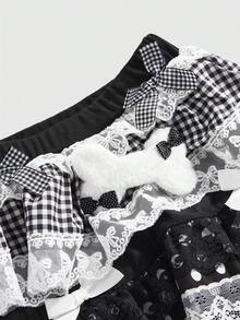 ROMWE Goth Falda estilo Harajuku con estampado de lunares blanco y negro a modo de teclas de piano, talla grande, estilo gótico - Multicolor - Ver 3