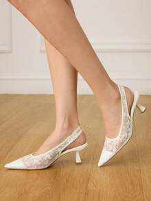 CUCCOO HITCHD Zapatos de tacón de aguja con correa transparente para mujer, sandalias de novia de estileto para boda - Blanco - Ver 4