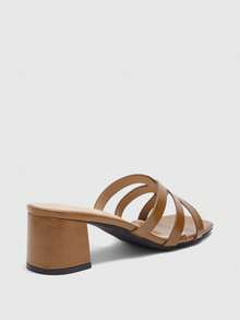 CUCCOO BIZCHIC Ladies Brown Crossstrap Design High Heel Sandals, Square Toe Comfort High Heel Sandals Commuter Style Sandals - Brown - View 8