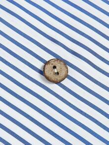 Elenzga Women's Striped Sleeveless Single-Breasted Belted Blouse - Blue and White - View 4