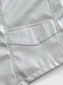 ROMWE MEN Street Life Chaleco de cuero casual para hombre - Plateado - Ver 11