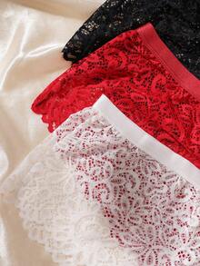 Seduluxe 3pcs Plus Size Lace Elegant Panty Set - Multicolor - View 5