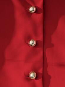 Franclia 优雅无袖黄色衬衫，时尚显瘦夏季女式上衣 - 紅色 - 查看 4
