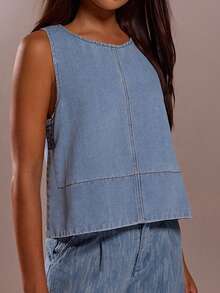 Avantive Trang phục denim nữ/Trang phục đi xem hòa nhạc đồng quê/Trang phục denim/Áo đi chơi, quần jean màu sáng, áo vest, trang phục đi xem hòa nhạc đồng quê/Trang phục đi xem hòa nhạc đồng quê - Rửa tối - Xem 5