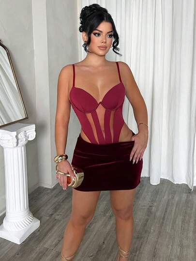 Dayanna Comas Bộ đồ liền thân hở lưng gợi cảm màu trơn dây mảnh cho nữ