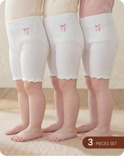 SHEIN Baby Girl 4pcs/Set Young Girl Solid Color Fitted Casual Leggings