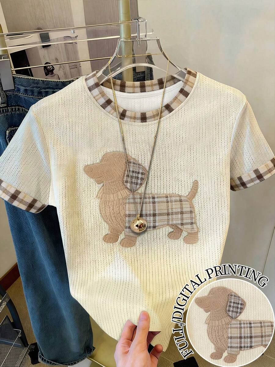 Women's Cartoon Dog Print T-Shirt / Casual Daily Wear / Summer - Multicolor - View 1