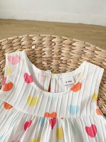 SHEIN Playful Pals 女童两件套夏季圆领无袖上衣搭配红色短裤。清新红白撞色，梭织面料，宽松版型。风格甜美、优雅、田园风，通体印有樱桃图案，活泼可爱。适合日常外出、上下学、参加派对、生日聚会、度假旅行等场合。 - 粉色 - 查看 8