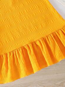 Young Girls' Fashionable Solid Color Cute Sleeveless Dress - Yellow - View 8