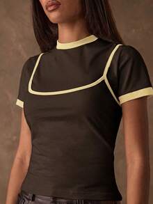 SHEIN BAE 夏季女士休闲撞色滚边吊带背心 - 彩色 - 查看 4