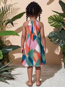 SHEIN 年轻女孩夏季休闲海滩度假印花吊带裙 - 彩色 - 查看 2