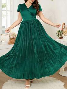 Reflora 大码女士优雅印花连衣裙，夏季婚礼宾客礼服 - 彩色 - 查看 8